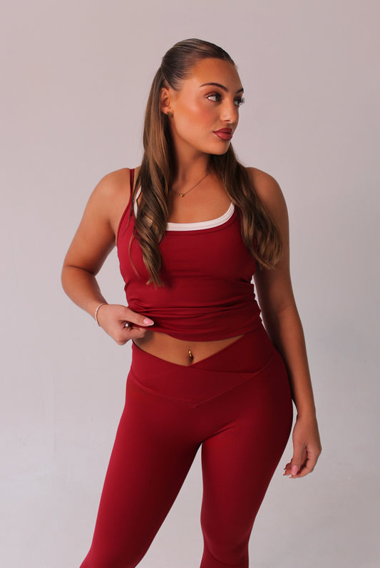 Cherry Red Double Layered Vest Top