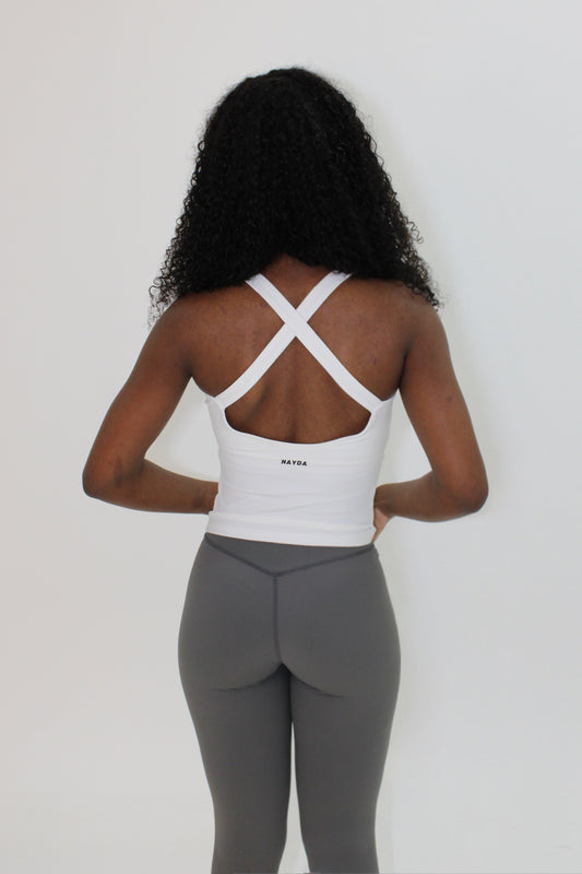 White Cross-Back Sports Top
