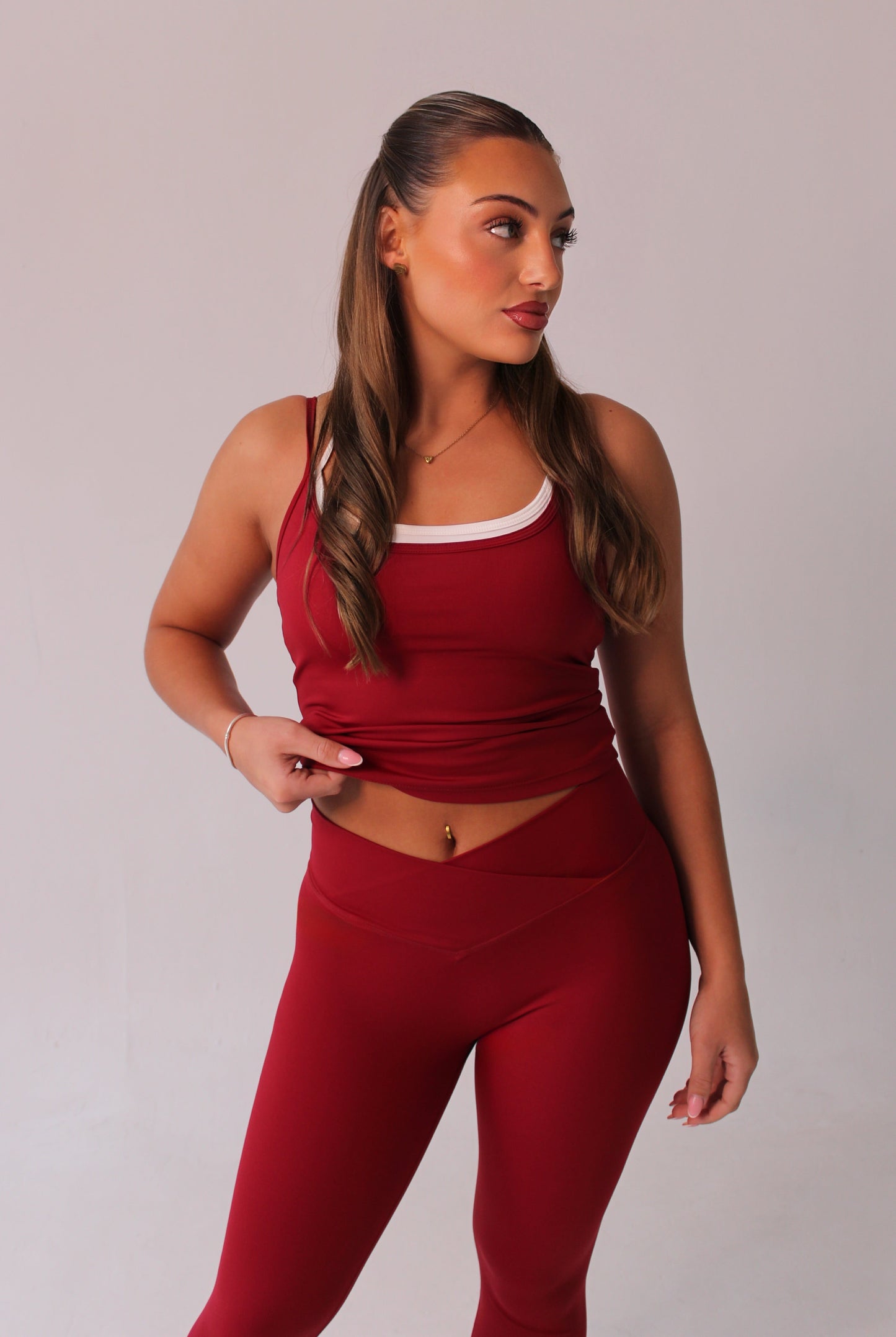 Cherry Red Double Layered Vest Top